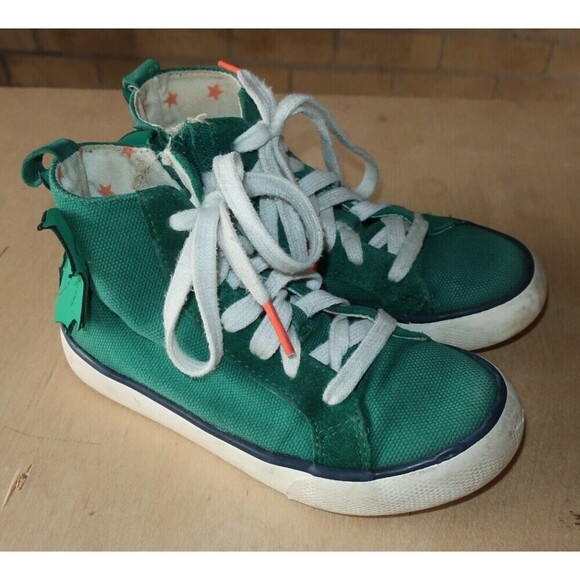 Mini Boden Other - Mini Boden Dragon High Top Sneakers Size 29 Little Boys 11 11.5 Green Zip Up Tie